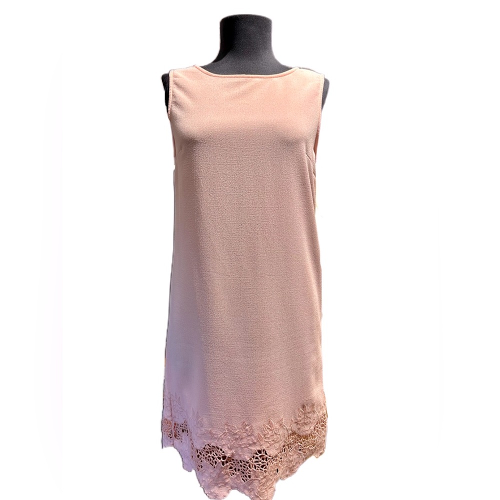 Blush Pink Shift with Laser Cutout/Scallop Detail